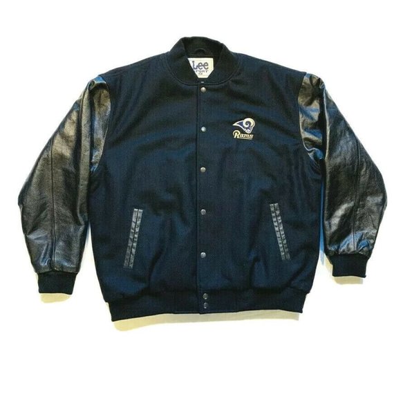 NEW Vintage Lee Sport Rams Wool Leather Bomber Varsity Jacket Insulated  Snap XL - Picture 1 of 11